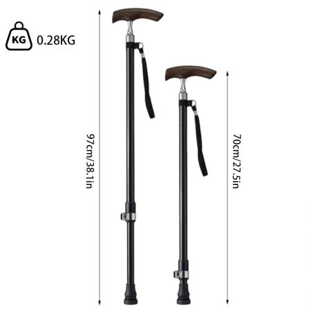 Bastone da passeggio telescopico regolabile in alluminio leggero con impugnatura in gomma e fibra resistente per esterni, fornitura di fabbrica