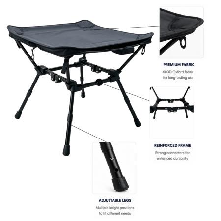Mini sgabello da campeggio quadrato in alluminio, sedia pieghevole portatile ultraleggera, tavolino da campeggio compatto 2 in 1 da viaggio 