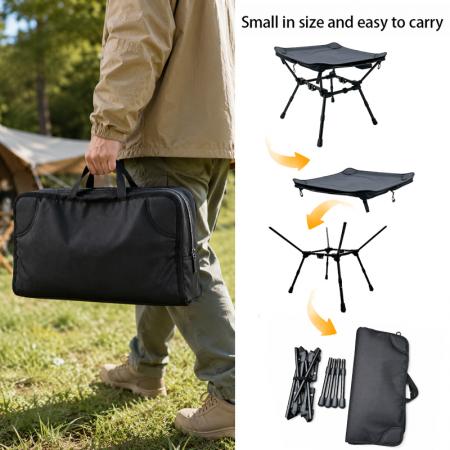 Mini sgabello da campeggio quadrato in alluminio, sedia pieghevole portatile ultraleggera, tavolino da campeggio compatto 2 in 1 da viaggio 
