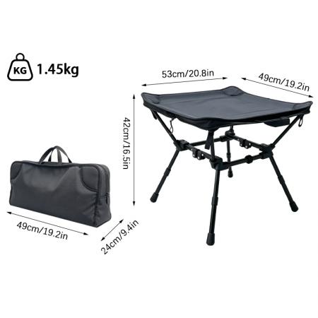 Mini sgabello da campeggio quadrato in alluminio, sedia pieghevole portatile ultraleggera, tavolino da campeggio compatto 2 in 1 da viaggio 