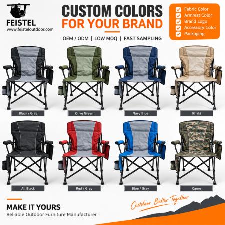 Sedia da campeggio pieghevole imbottita di lusso – Sedia da esterno riscaldata con schienale alto, PVC Oxford 600D, imbottitura in cotone perlato, capacità 150 kg, riscaldamento 5V/2A 