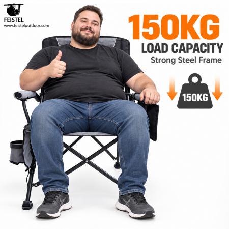 Sedia da campeggio pieghevole imbottita di lusso – Sedia da esterno riscaldata con schienale alto, PVC Oxford 600D, imbottitura in cotone perlato, capacità 150 kg, riscaldamento 5V/2A 