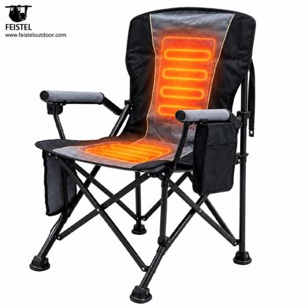 Sedia da campeggio pieghevole imbottita di lusso – Sedia da esterno riscaldata con schienale alto, PVC Oxford 600D, imbottitura in cotone perlato, capacità 150 kg, riscaldamento 5V/2A 