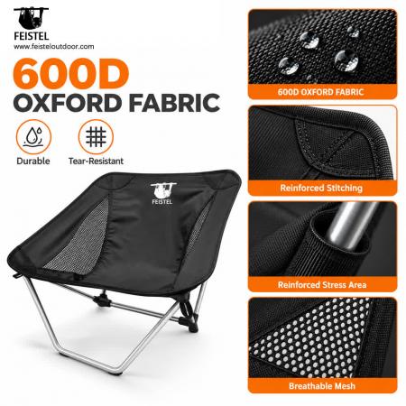 Sedia da campeggio senza gambe tradizionali – Sedia da trekking ultraleggera a basso profilo da 850 g, telaio in alluminio 7075, Oxford 600D, capacità 120 kg 
