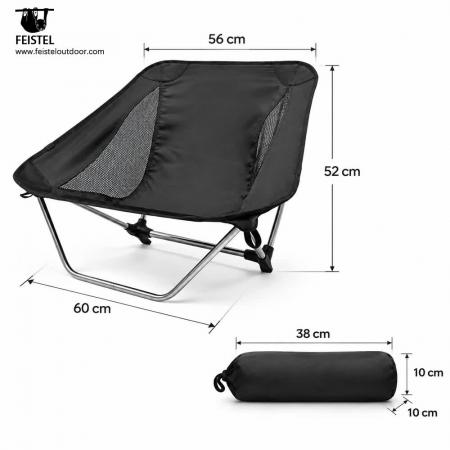 Sedia da campeggio senza gambe tradizionali – Sedia da trekking ultraleggera a basso profilo da 850 g, telaio in alluminio 7075, Oxford 600D, capacità 120 kg 