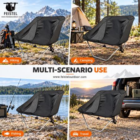 Sedia da campeggio senza gambe tradizionali – Sedia da trekking ultraleggera a basso profilo da 850 g, telaio in alluminio 7075, Oxford 600D, capacità 120 kg 