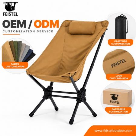 Sedia da campeggio pieghevole con schienale alto e poggiatesta – Alluminio 7075, 2,6 kg, confezione compatta da 48×16 cm 