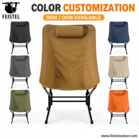 Sedia da campeggio pieghevole con schienale alto e poggiatesta – Alluminio 7075, 2,6 kg, confezione compatta da 48×16 cm 