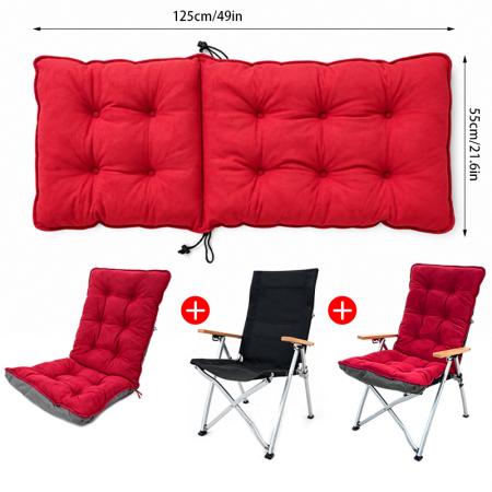 Fodera per cuscino per sedia da campeggio in peluche – Fodera imbottita per seduta e schienale a tutta lunghezza 55×125 cm 