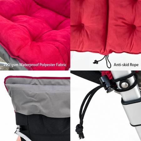 Fodera per cuscino per sedia da campeggio in peluche – Fodera imbottita per seduta e schienale a tutta lunghezza 55×125 cm 
