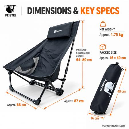 Sedia da campeggio a dondolo reclinabile XL | Alluminio 1,75 kg 150 kg | FEISTEL 