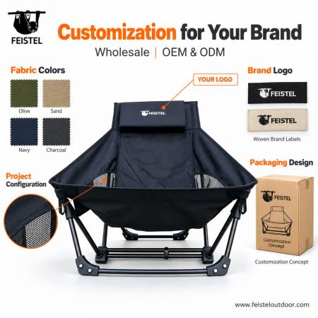 Sedia da campeggio a dondolo reclinabile XL | Alluminio 1,75 kg 150 kg | FEISTEL 