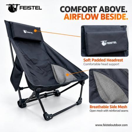 Sedia da campeggio a dondolo reclinabile XL | Alluminio 1,75 kg 150 kg | FEISTEL 