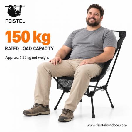 Sedia da campeggio portatile leggera da 1,35 kg – Sedia pieghevole ultraleggera in alluminio 7075, capacità 150 kg 