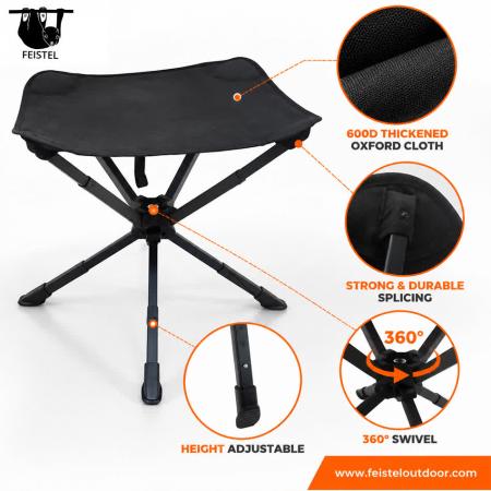 Sgabello a 3 Gambe Oversize – Grande Sgabello da Campeggio a Treppiede Pieghevole con Telaio in Alluminio 7075, Seduta in Rete di Poliestere 600D e Portata 150kg 