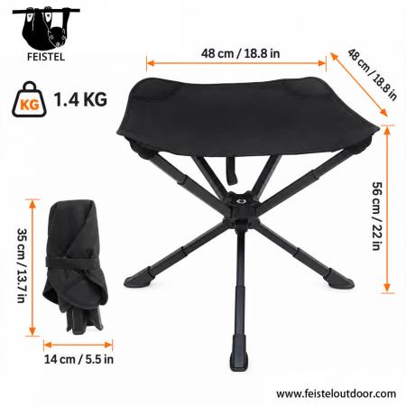 Sgabello a 3 Gambe Oversize – Grande Sgabello da Campeggio a Treppiede Pieghevole con Telaio in Alluminio 7075, Seduta in Rete di Poliestere 600D e Portata 150kg 
