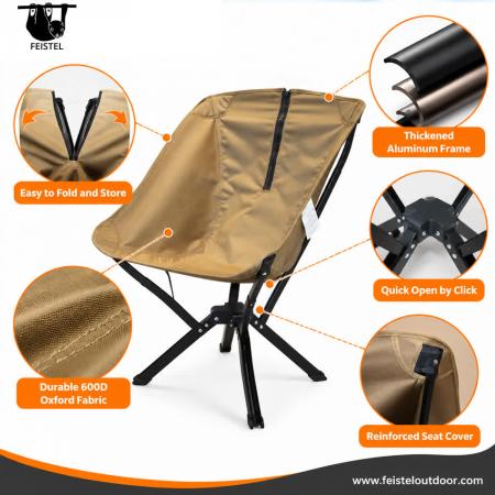 Sedia da campeggio pieghevole compatta – Sedia da viaggio portatile per esterni a chiusura rapida con struttura in alluminio 7075, rete in poliestere 600D e borsa di trasporto 