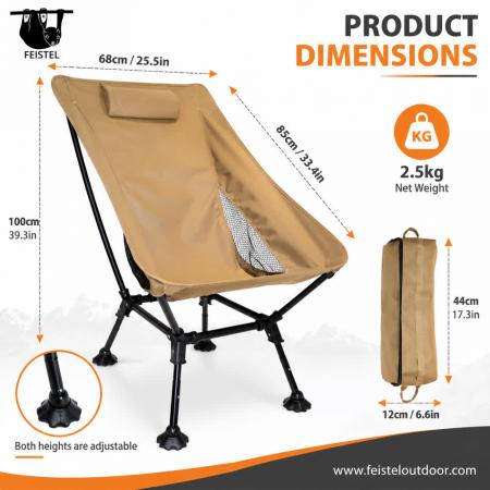Sedia da Campeggio Pieghevole Oversize – Sedia a Luna Leggera con Portata di 150 kg, Telaio in Alluminio 7075, Rete in Poliestere 600D e Borsa da Trasporto 