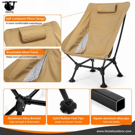 Sedia da Campeggio Pieghevole Oversize – Sedia a Luna Leggera con Portata di 150 kg, Telaio in Alluminio 7075, Rete in Poliestere 600D e Borsa da Trasporto 