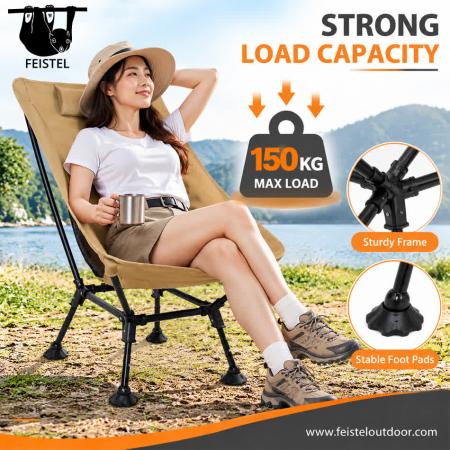 Sedia da Campeggio Pieghevole Oversize – Sedia a Luna Leggera con Portata di 150 kg, Telaio in Alluminio 7075, Rete in Poliestere 600D e Borsa da Trasporto 