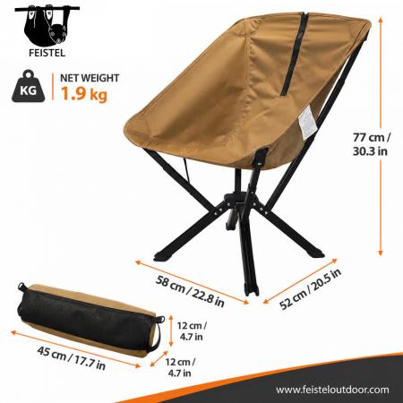 Sedia da campeggio pieghevole compatta – Sedia da viaggio portatile per esterni a chiusura rapida con struttura in alluminio 7075, rete in poliestere 600D e borsa di trasporto 